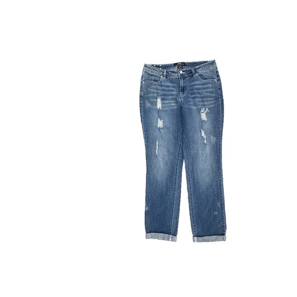 MV Midnight Velvet Distressed Cuffed Women's size 10 Dark Wash Blue Denim Jeans - Picture 1 of 4
